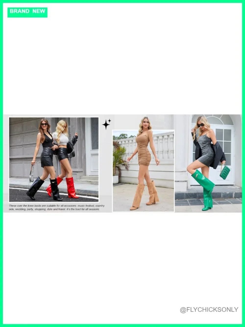 Fold Over Over-the-Knee Wedge Boots Faux Leather Side Zipper Padlock